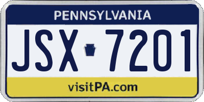 PA license plate JSX7201