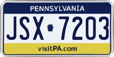PA license plate JSX7203