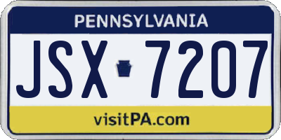 PA license plate JSX7207