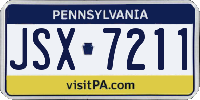 PA license plate JSX7211