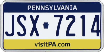 PA license plate JSX7214