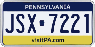 PA license plate JSX7221