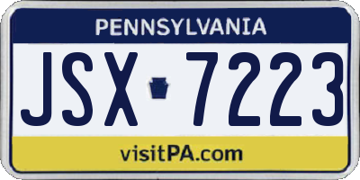 PA license plate JSX7223