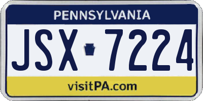 PA license plate JSX7224