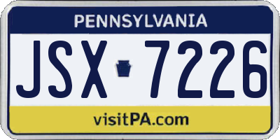 PA license plate JSX7226