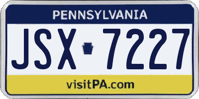 PA license plate JSX7227