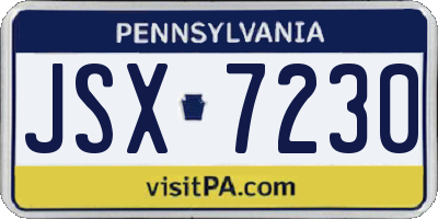 PA license plate JSX7230