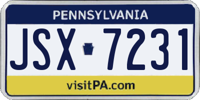 PA license plate JSX7231