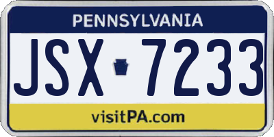 PA license plate JSX7233