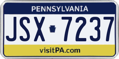 PA license plate JSX7237