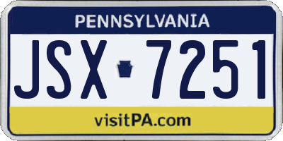 PA license plate JSX7251