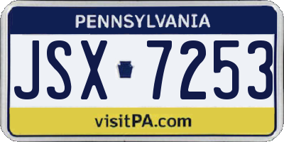 PA license plate JSX7253
