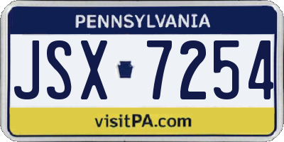 PA license plate JSX7254