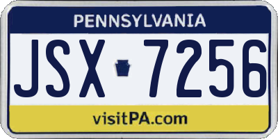 PA license plate JSX7256