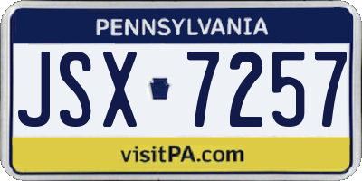 PA license plate JSX7257