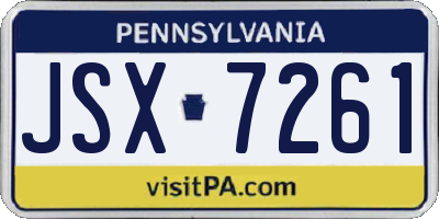 PA license plate JSX7261