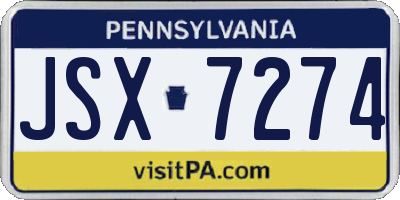 PA license plate JSX7274