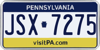 PA license plate JSX7275