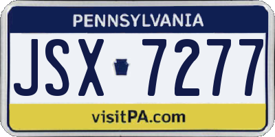 PA license plate JSX7277
