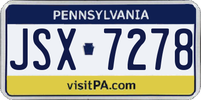 PA license plate JSX7278