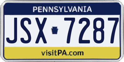 PA license plate JSX7287