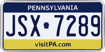PA license plate JSX7289