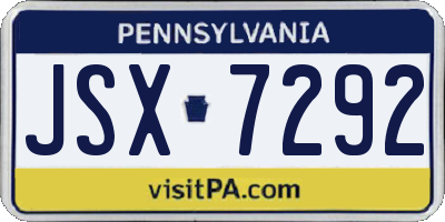 PA license plate JSX7292