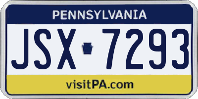 PA license plate JSX7293