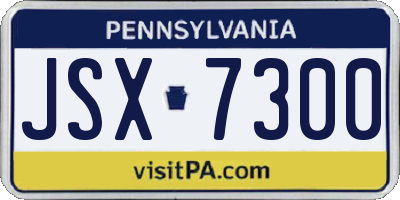 PA license plate JSX7300