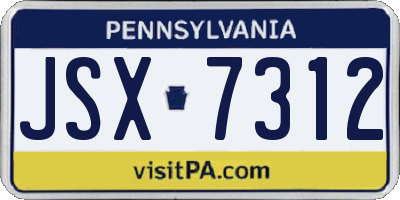 PA license plate JSX7312