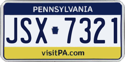 PA license plate JSX7321