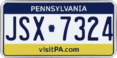 PA license plate JSX7324