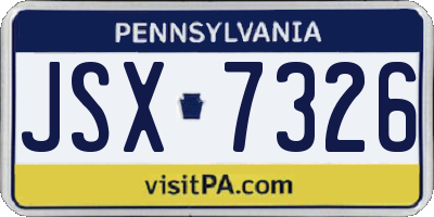 PA license plate JSX7326