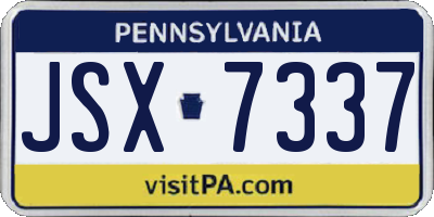 PA license plate JSX7337