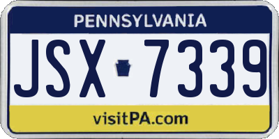 PA license plate JSX7339