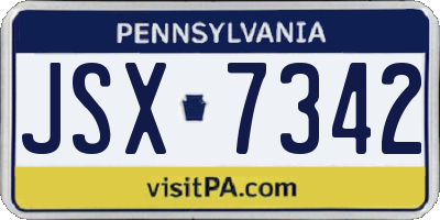 PA license plate JSX7342