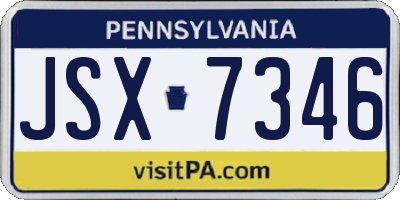 PA license plate JSX7346