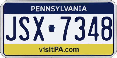 PA license plate JSX7348