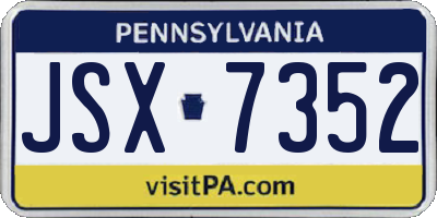 PA license plate JSX7352