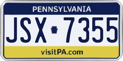 PA license plate JSX7355