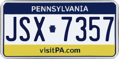 PA license plate JSX7357