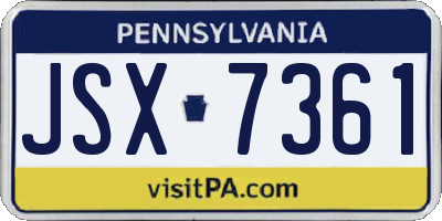 PA license plate JSX7361