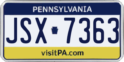 PA license plate JSX7363
