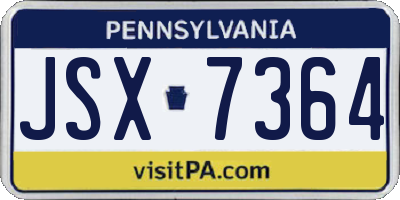 PA license plate JSX7364