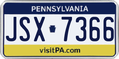 PA license plate JSX7366