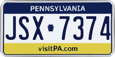 PA license plate JSX7374