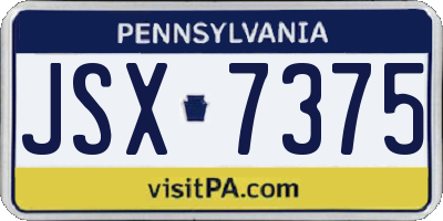 PA license plate JSX7375