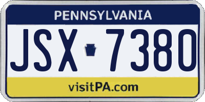PA license plate JSX7380