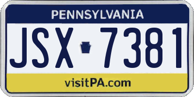 PA license plate JSX7381