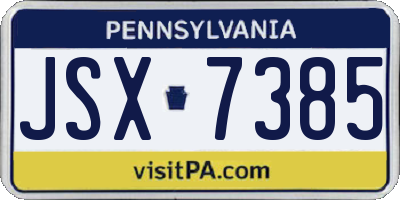 PA license plate JSX7385